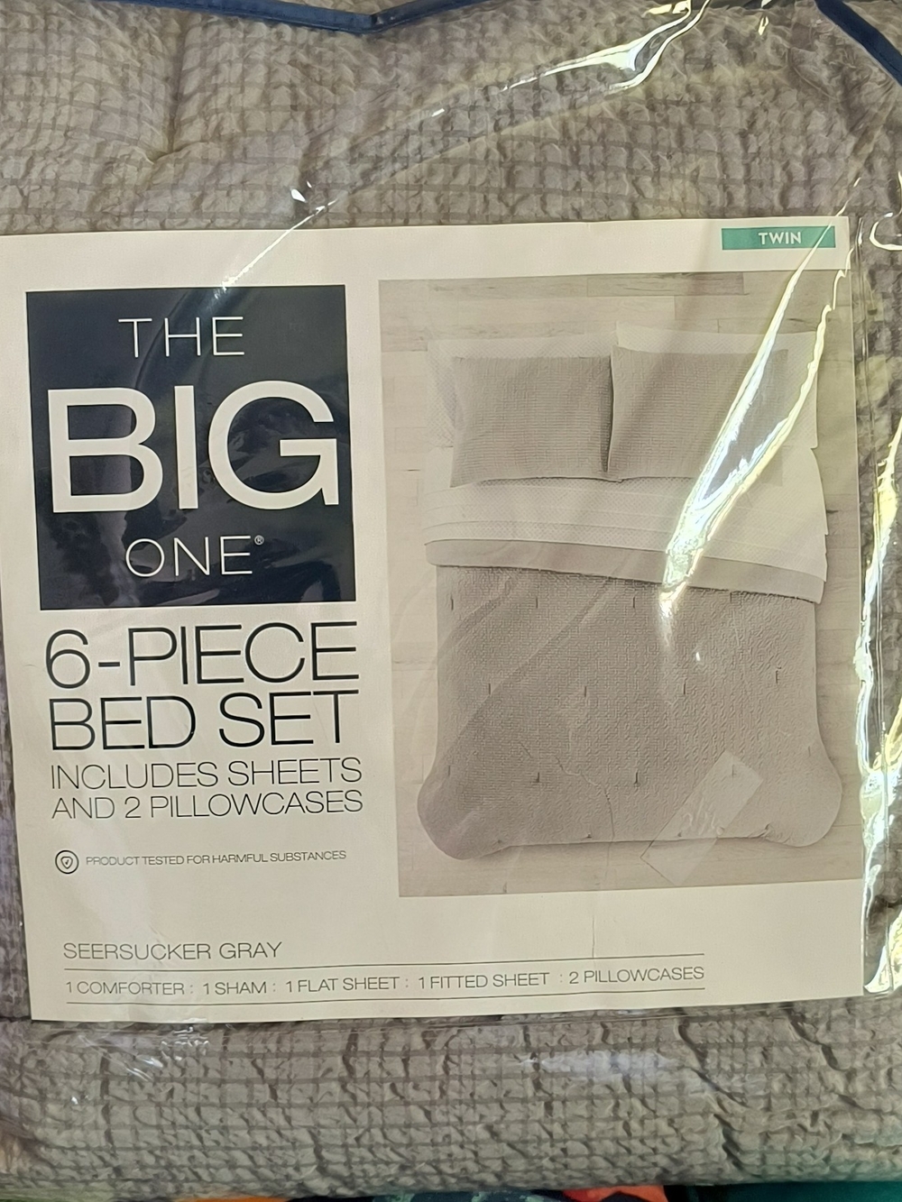 The Big One Seersucker Gray 6-Piece Bedding Set - Twin